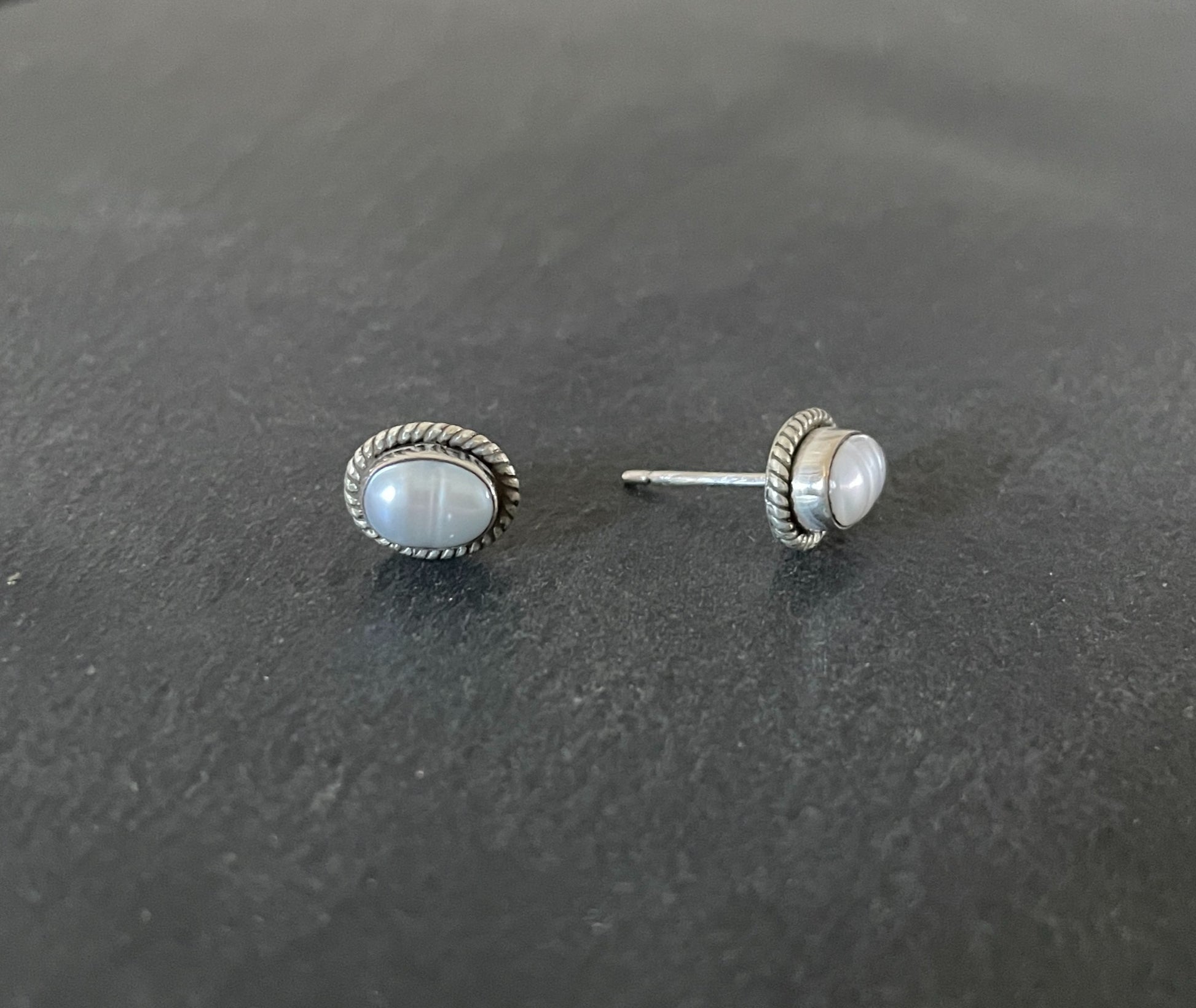 Oval Pearl Stud Earrings image 1