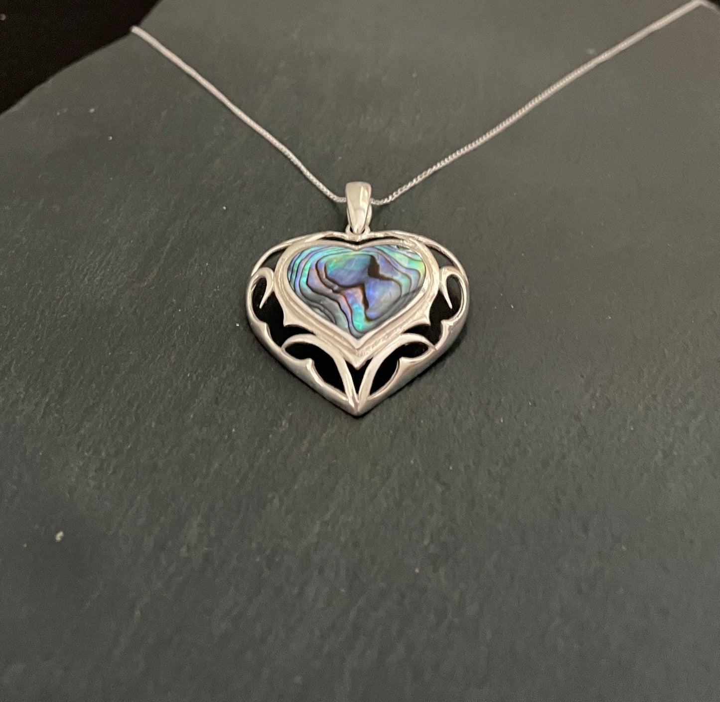 Paua Shell and Silver Heart Pendant image 1