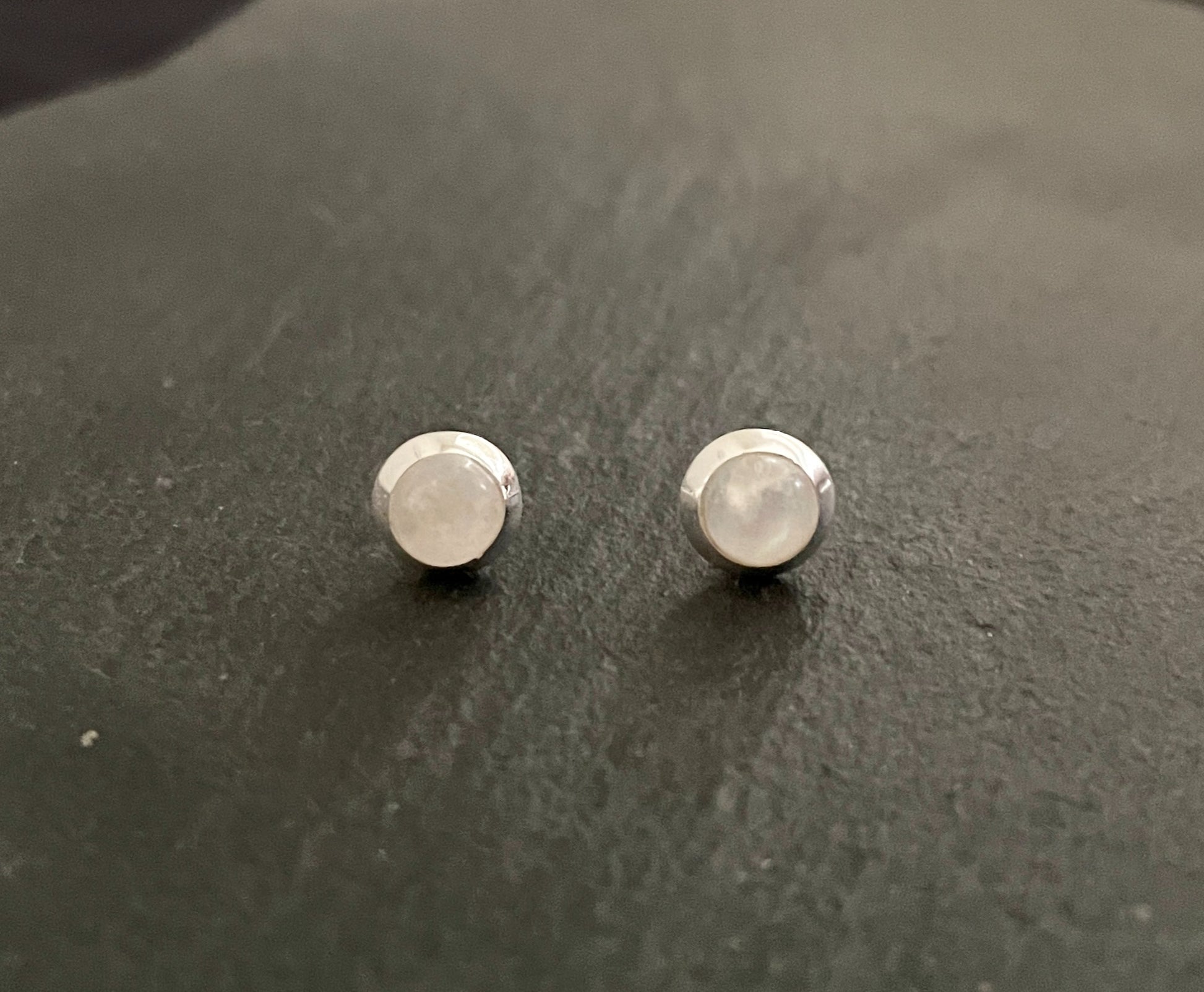 Round Moonstone Studs image 0