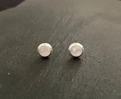 Round Moonstone Studs image 0