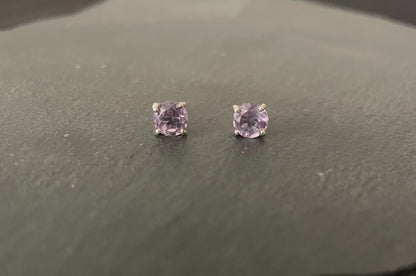 Amethyst Round Stud Earrings image 0