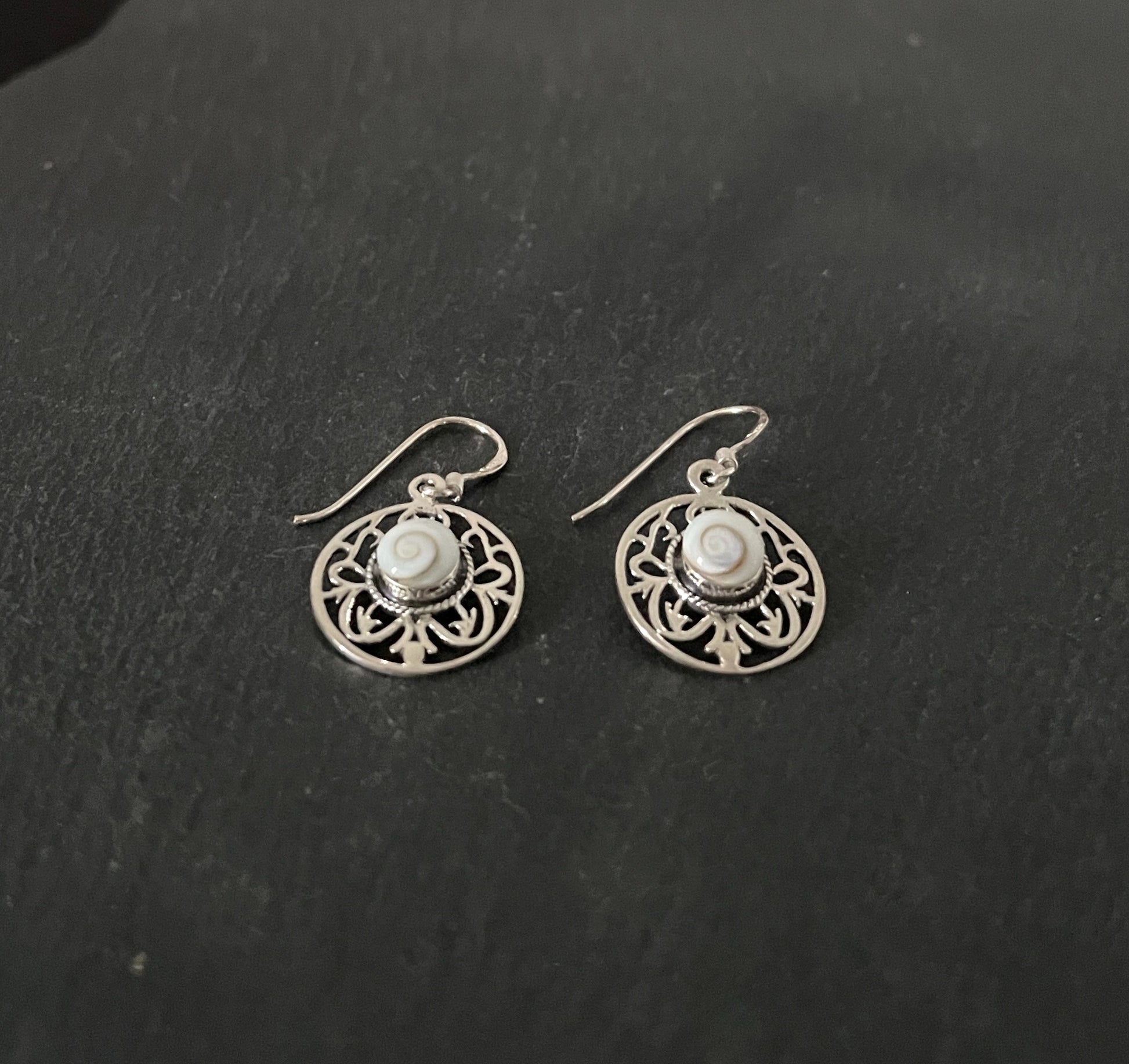 Round Shiva Shell Earrings image 1