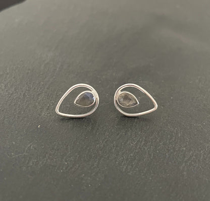 Labradorite Teardrop Stud Earrings image 0