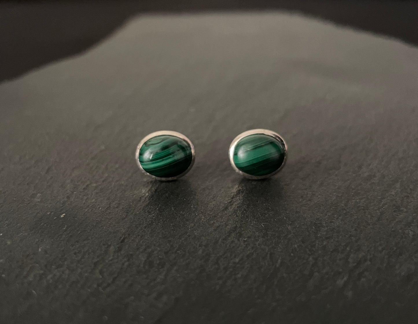 Oval Malachite Stud Earrings image 0