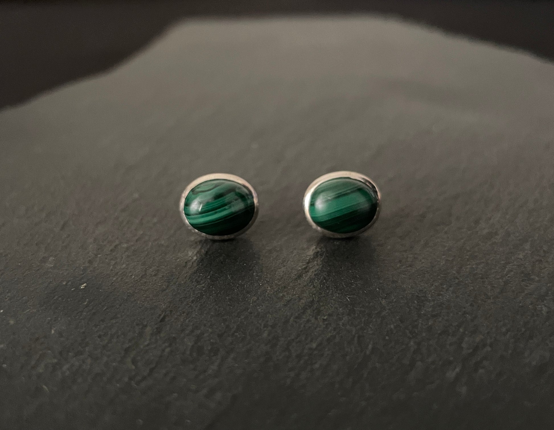 Oval Malachite Stud Earrings image 0