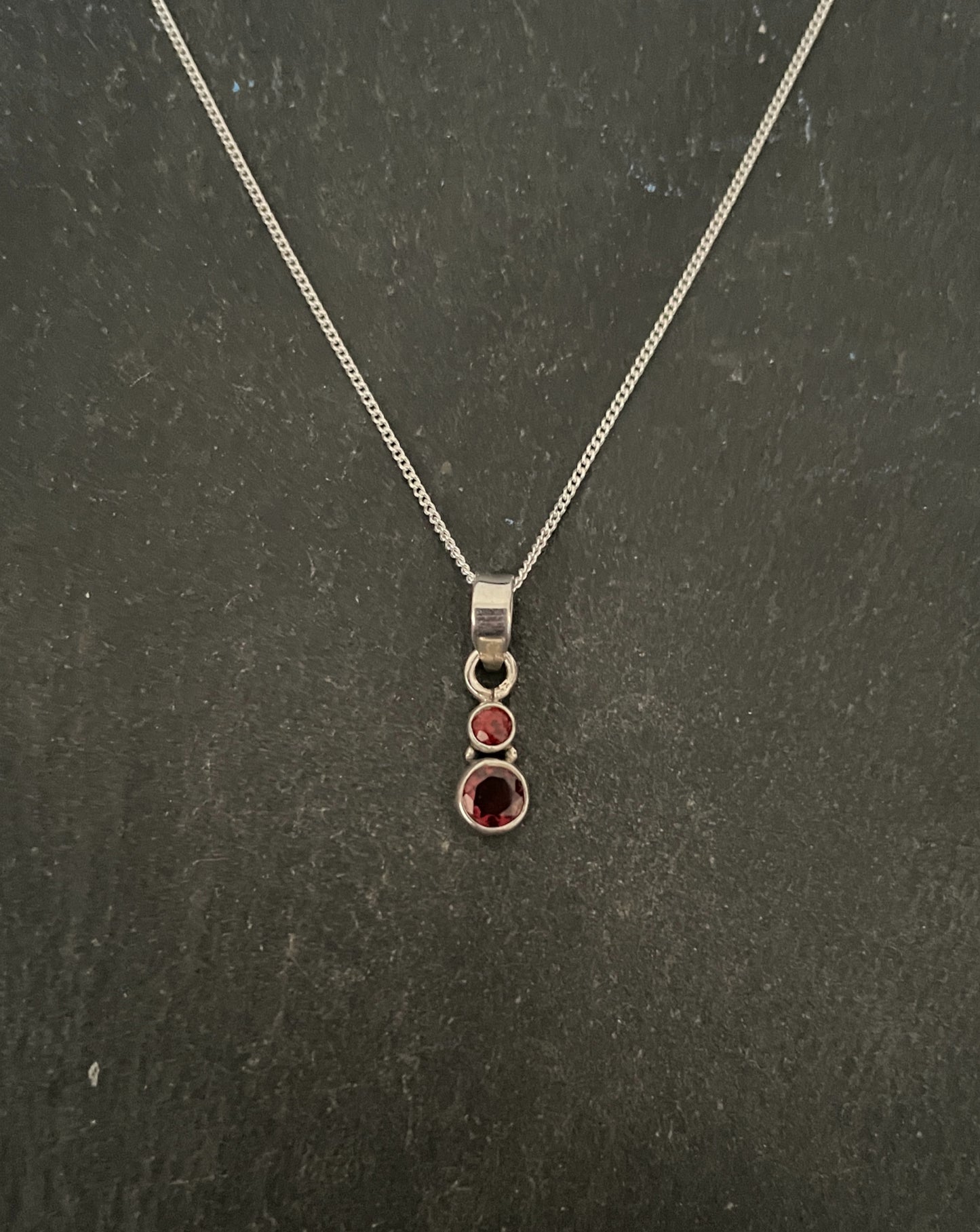 Two Stone Round Garnet Pendant image 0