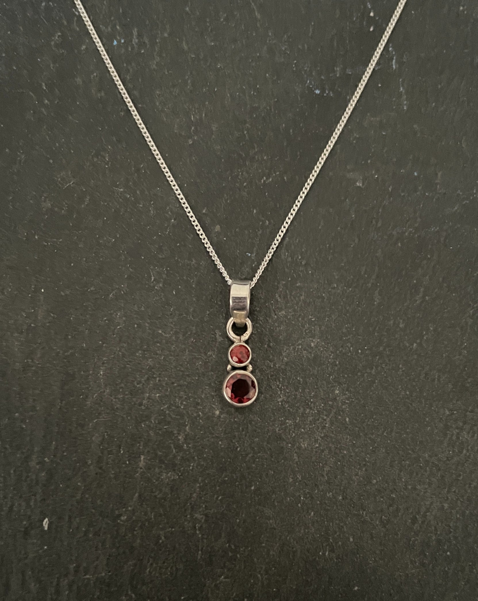 Two Stone Round Garnet Pendant image 0