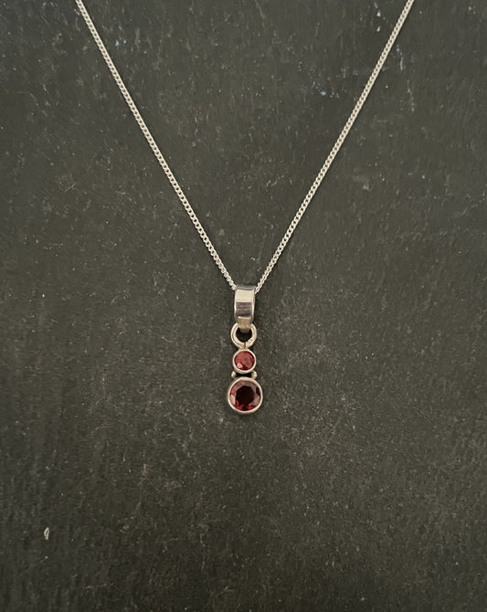 Two Stone Round Garnet Pendant image 0