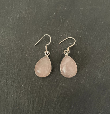 Rose Quartz Teardrop Earrings image 0