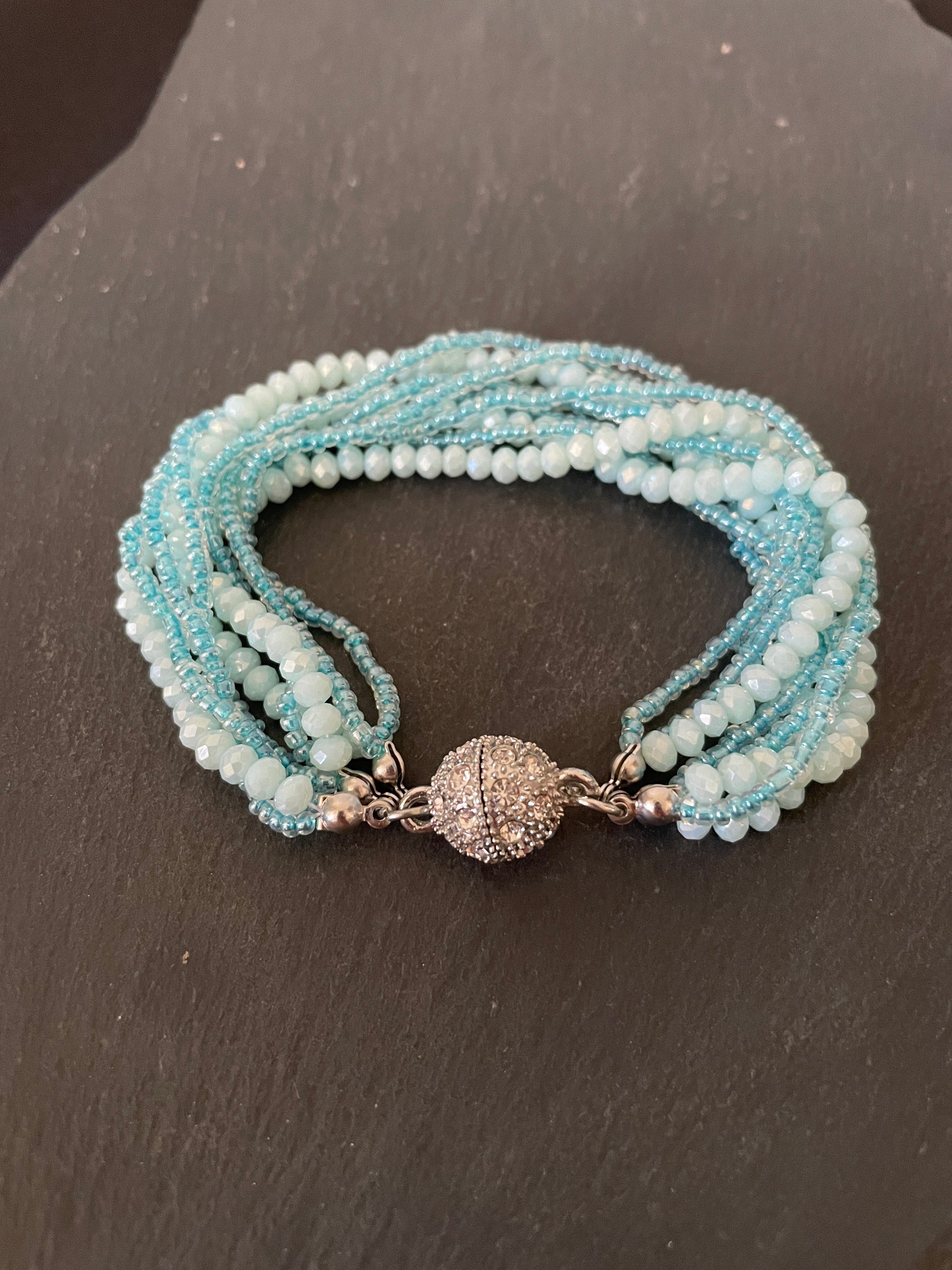 Light Blue Coloured Bead Bracelet image 0