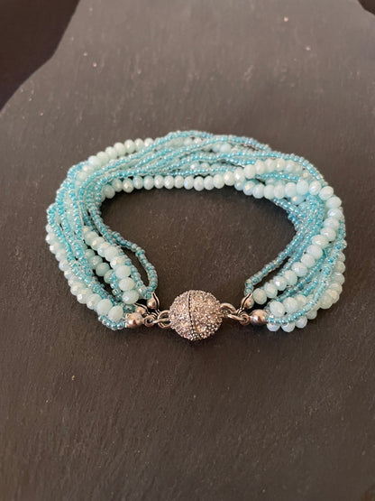 Light Blue Coloured Bead Bracelet image 0
