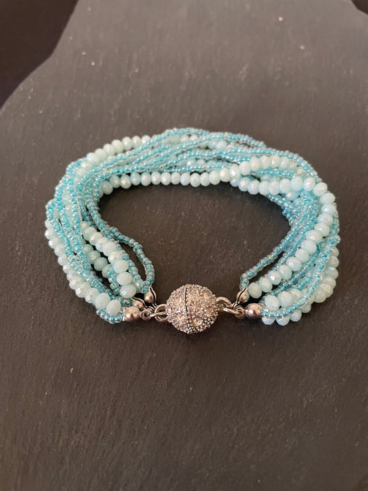 Light Blue Coloured Bead Bracelet image 0