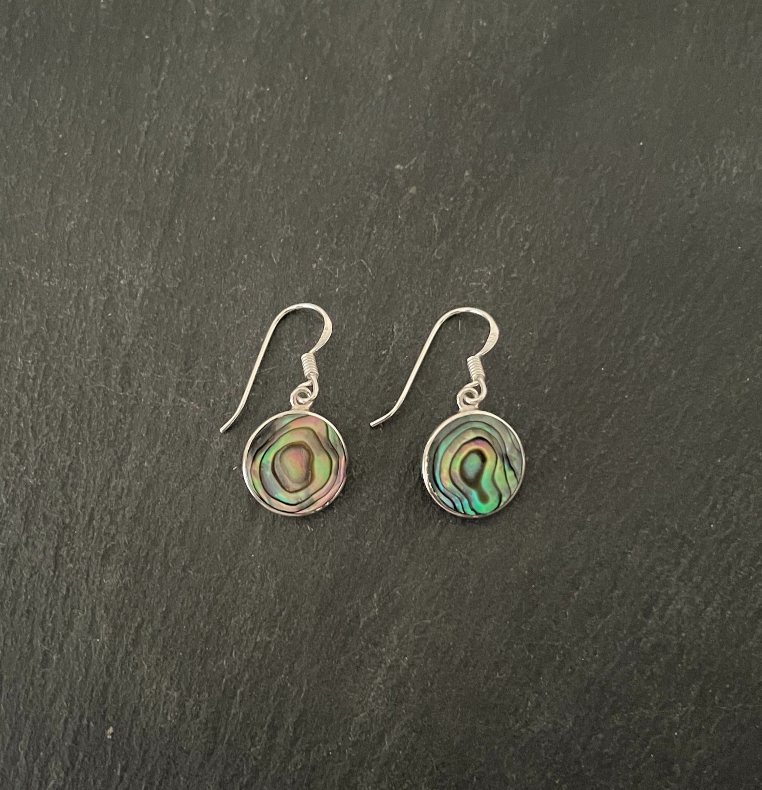 Round Paua Shell Earrings image 0