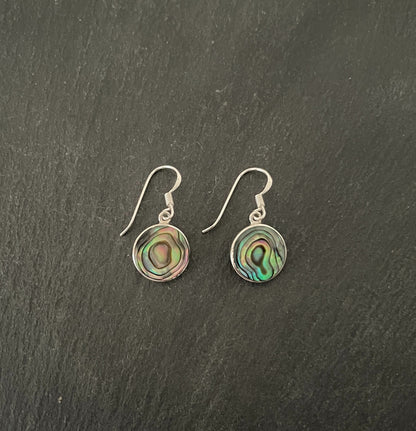 Round Paua Shell Earrings image 0