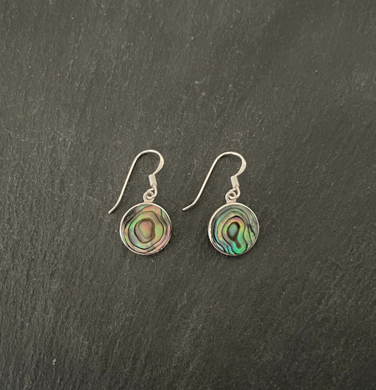 Round Paua Shell Earrings image 0