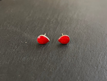 Coral Teardrop Stud Earrings image 0