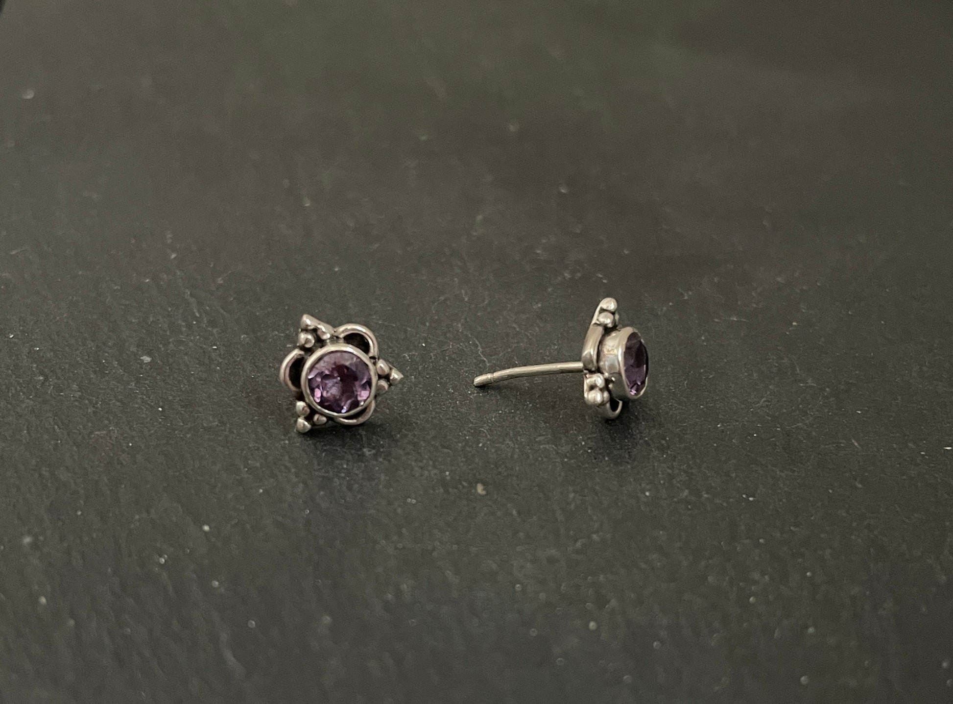 Amethyst Stud Earrings image 1
