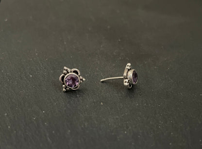 Amethyst Stud Earrings image 1