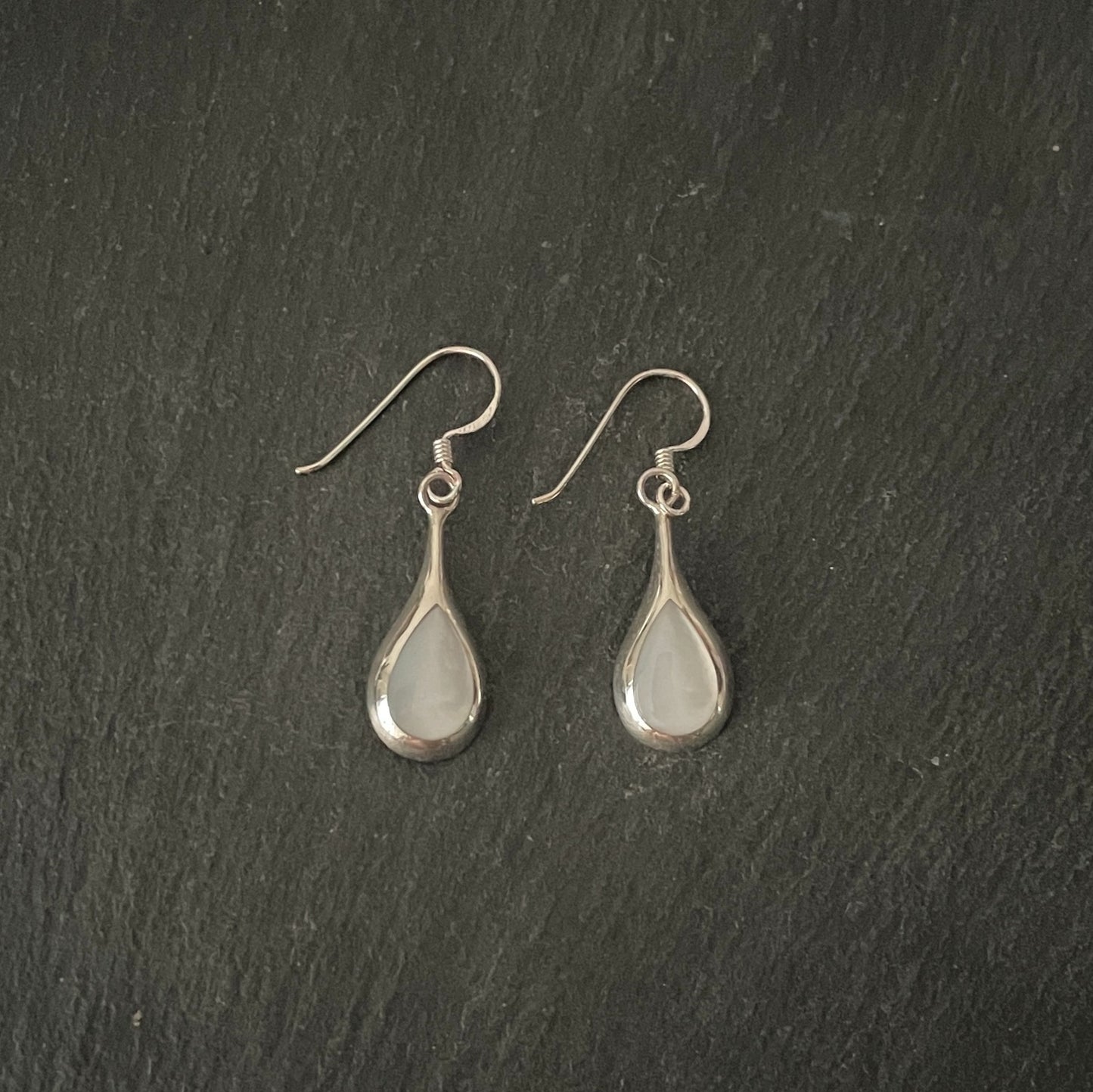Mother Of Pearl and Silver Teardrop Earrings image 0