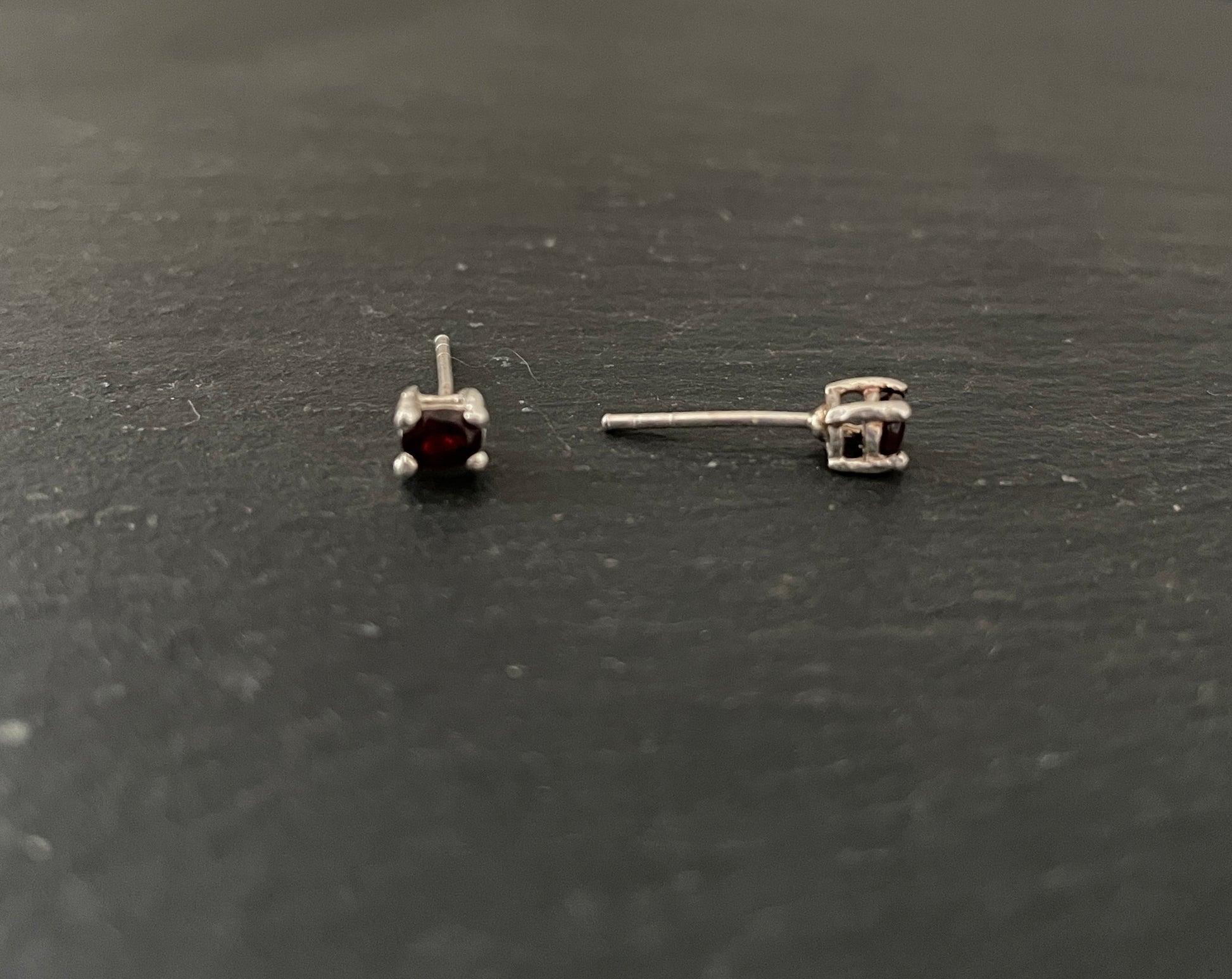 Small Garnet Oval Studs image 1