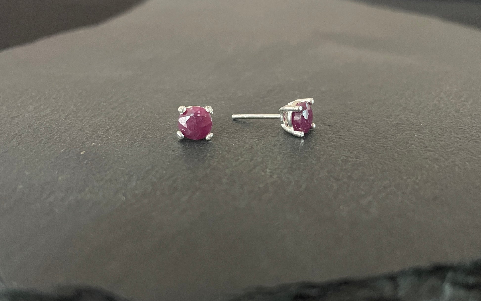 Round Ruby Stud Earrings image 1