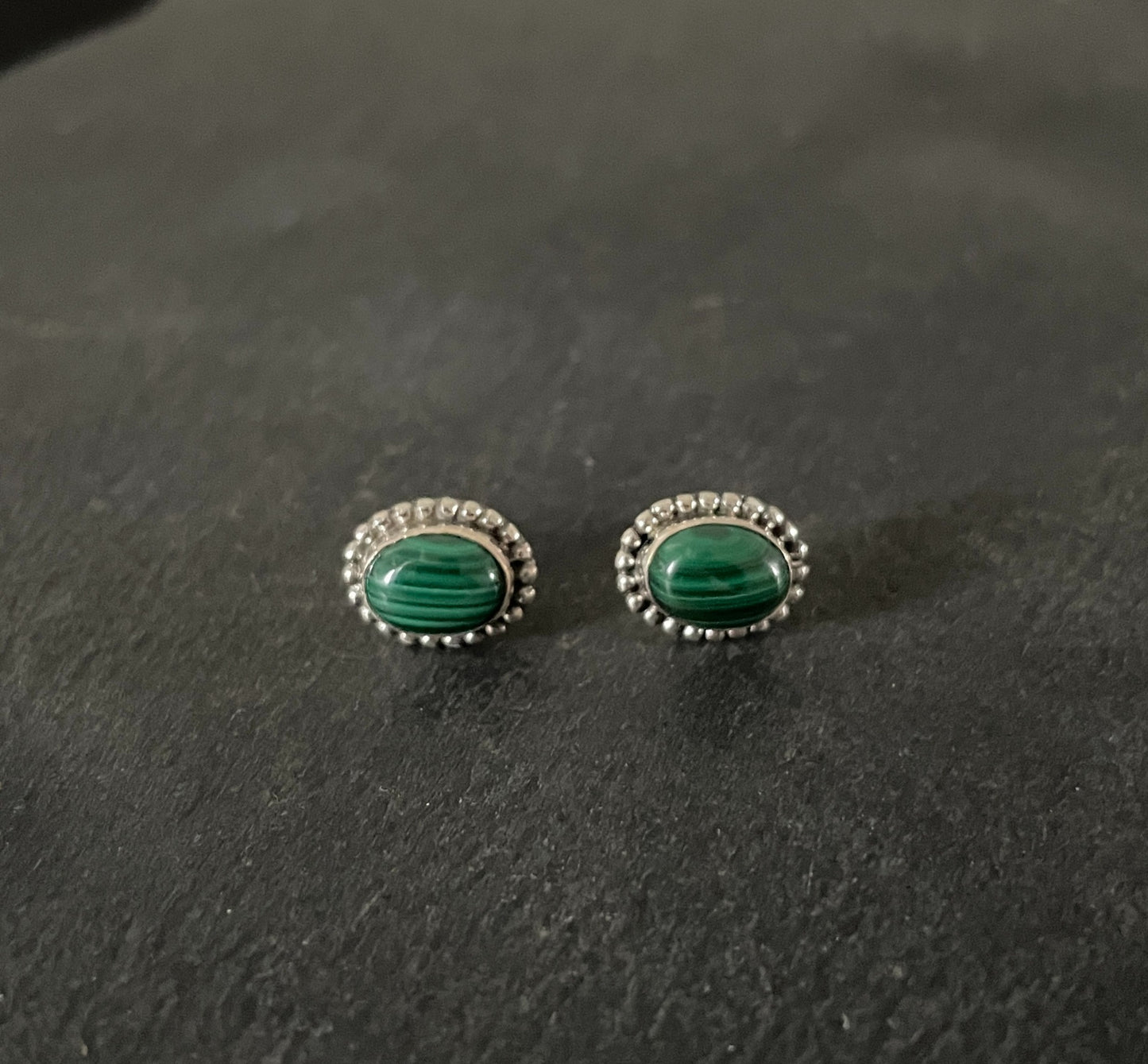 Oval Malachite Stud Earrings image 0