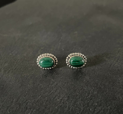 Oval Malachite Stud Earrings image 0