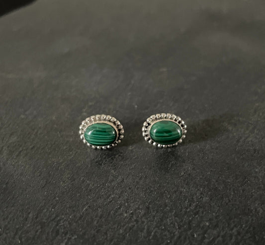 Oval Malachite Stud Earrings image 0