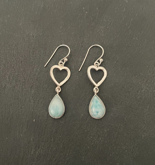 Larimar Heart Earrings image 0