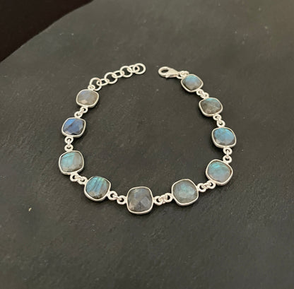 Labradorite and Silver Square Bracelet image 0