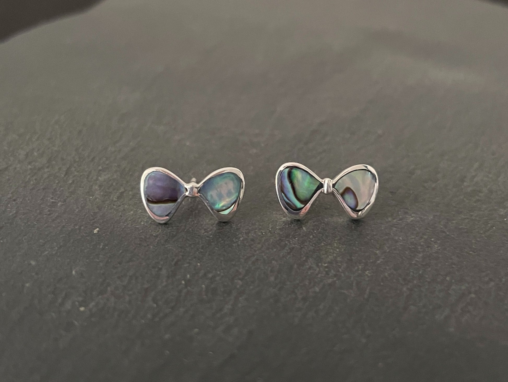 Paua Shell and Silver Bow Studs image 0