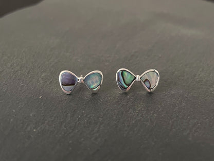 Paua Shell and Silver Bow Studs image 0