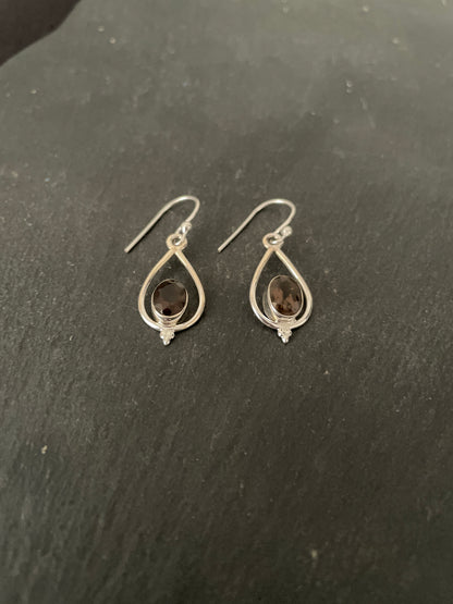 Smokey Quartz and Silver Teardrop Earrings image 1