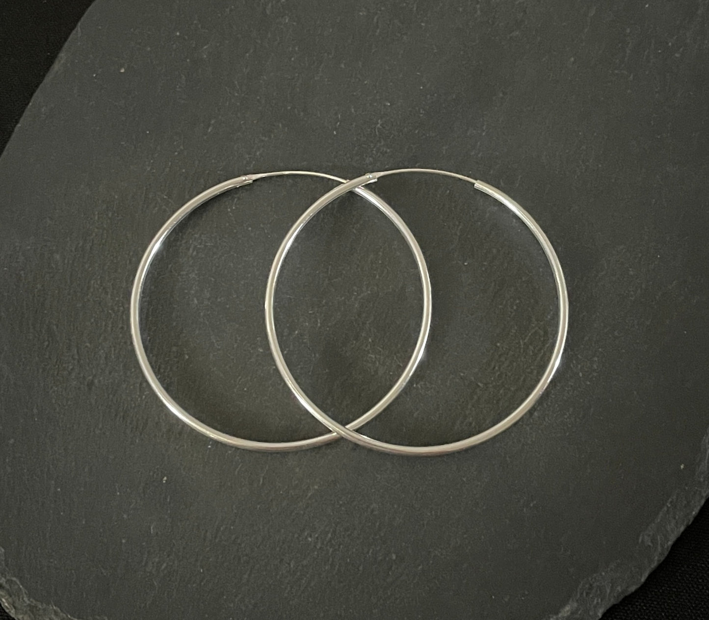 Round Silver Hoops image 0