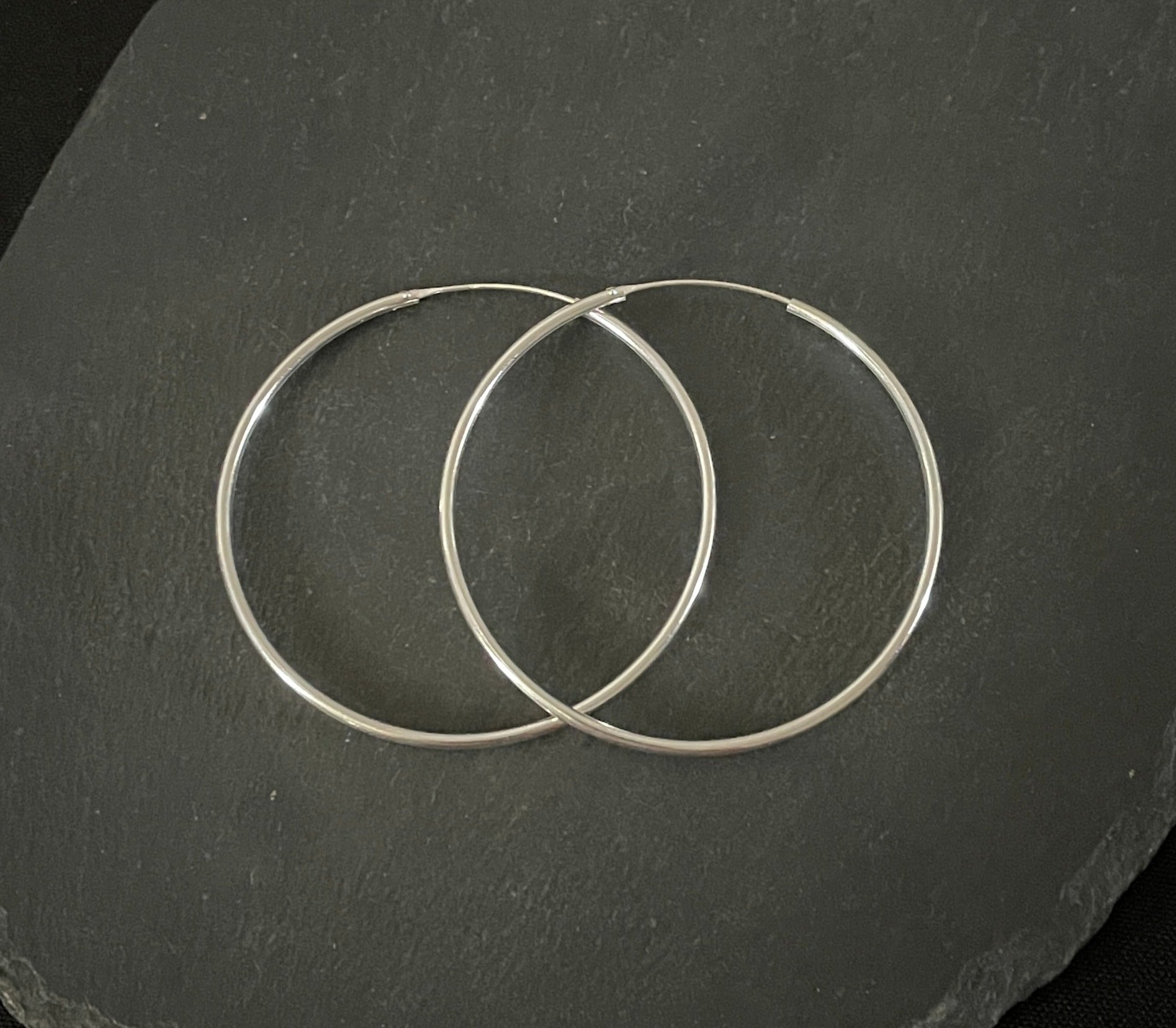 Round Silver Hoops image 0