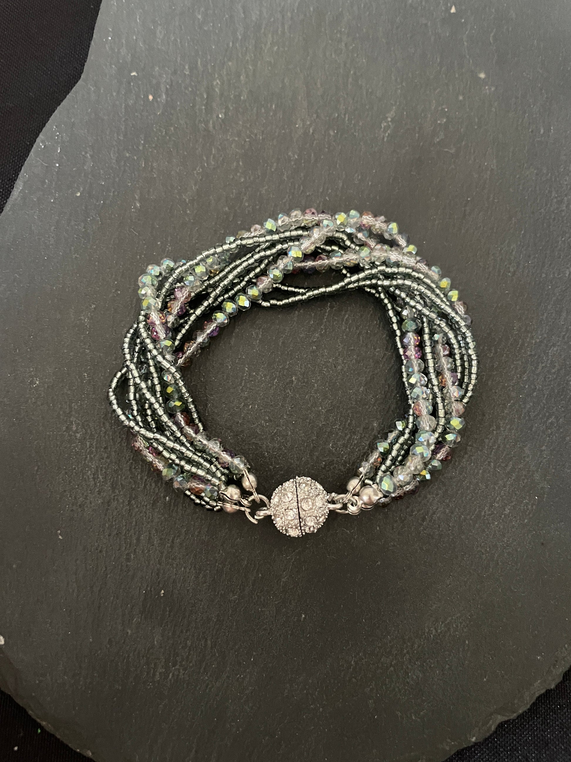 Green Multi Row Coloured Round Bead Bracelet image 3