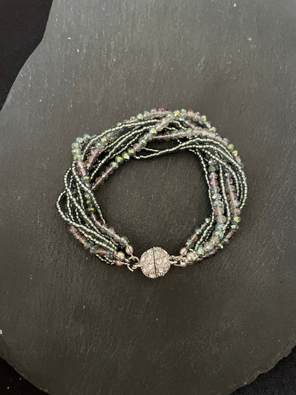 Green Multi Row Coloured Round Bead Bracelet image 3