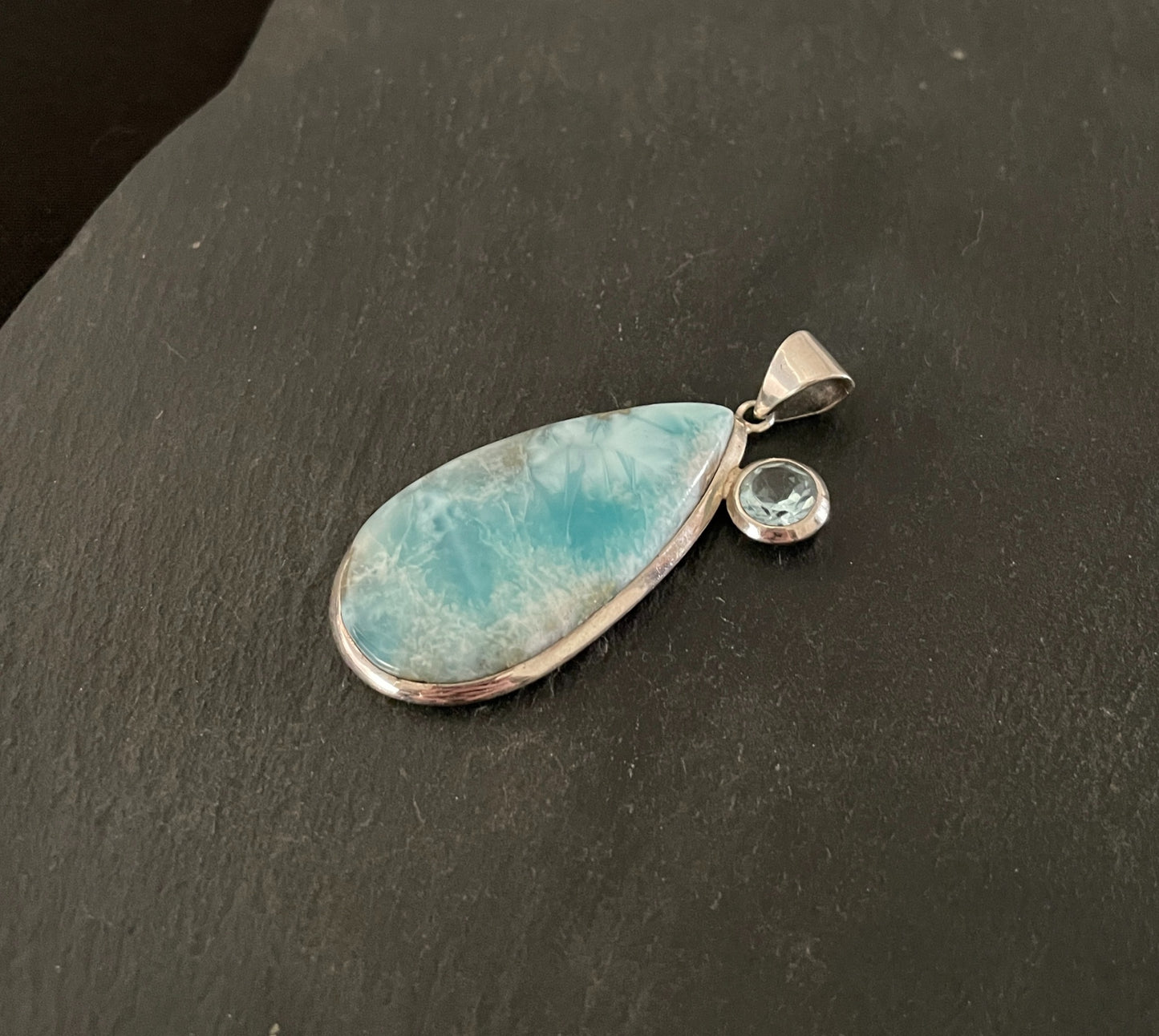 Larimar and Blue Topaz Teardrop Pendant image 2