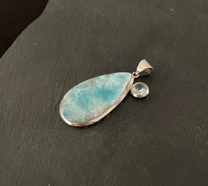 Larimar and Blue Topaz Teardrop Pendant image 2