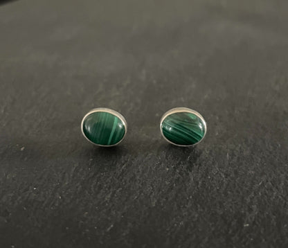 Oval Malachite Stud Earrings image 0