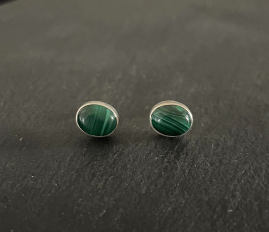 Oval Malachite Stud Earrings image 0