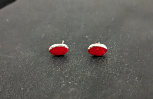 Coral Oval Stud Earrings image 0