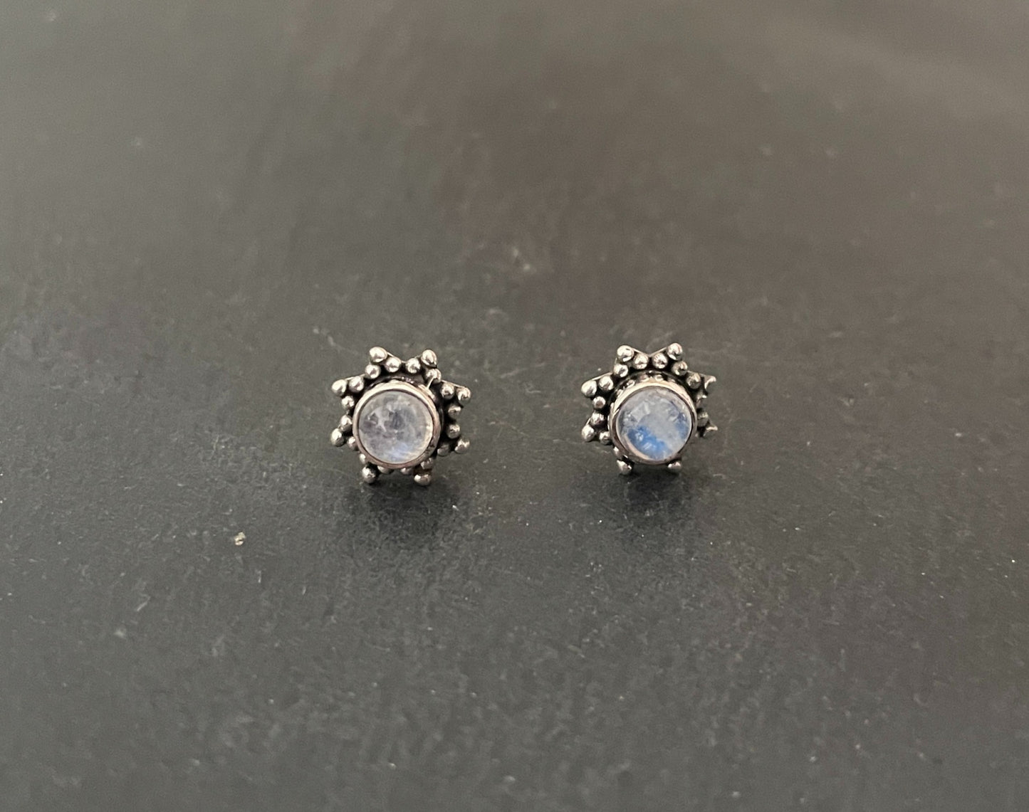 Moonstone and Silver Stud Earrings image 0