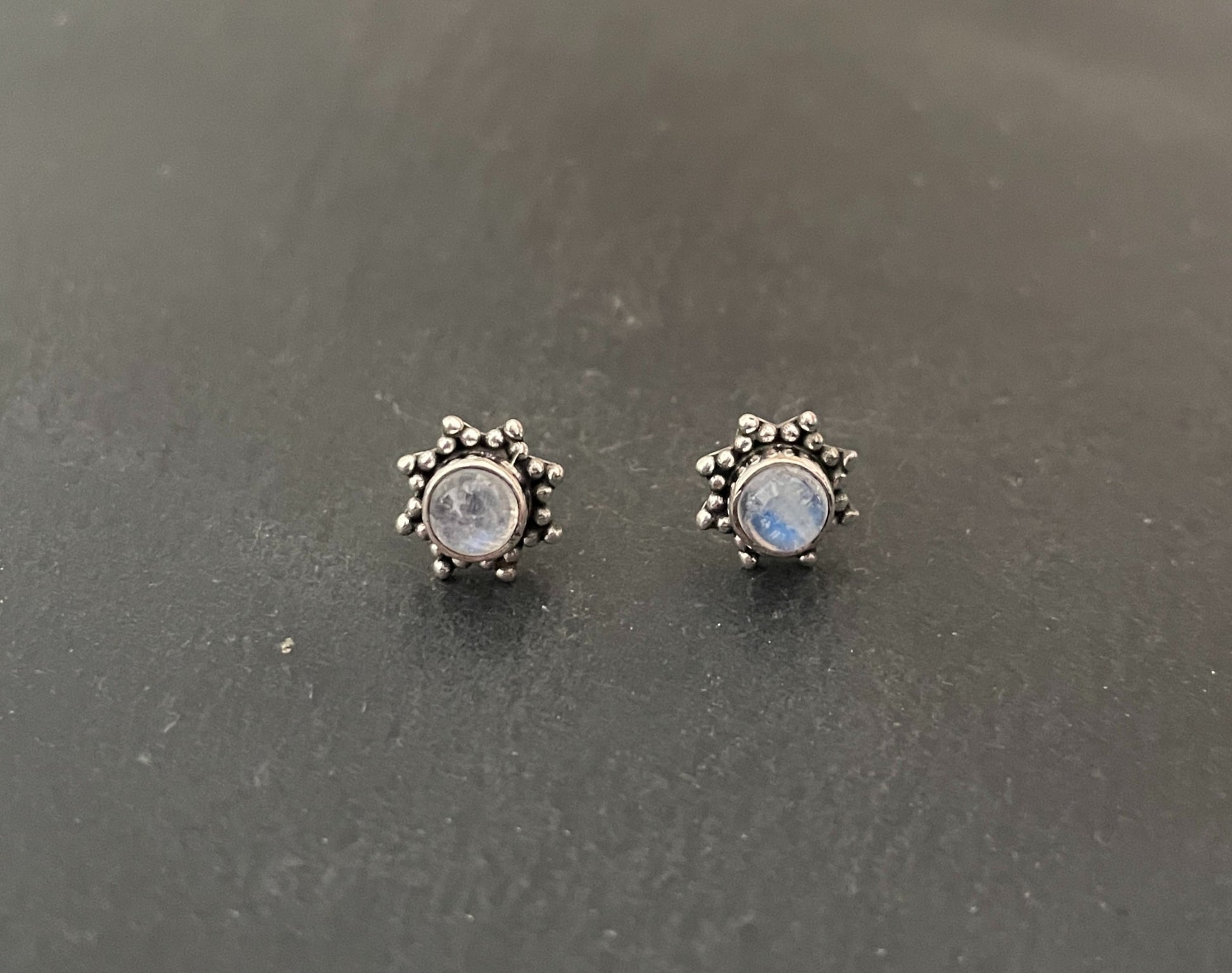 Moonstone and Silver Stud Earrings image 0