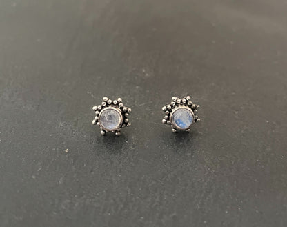 Moonstone and Silver Stud Earrings image 0