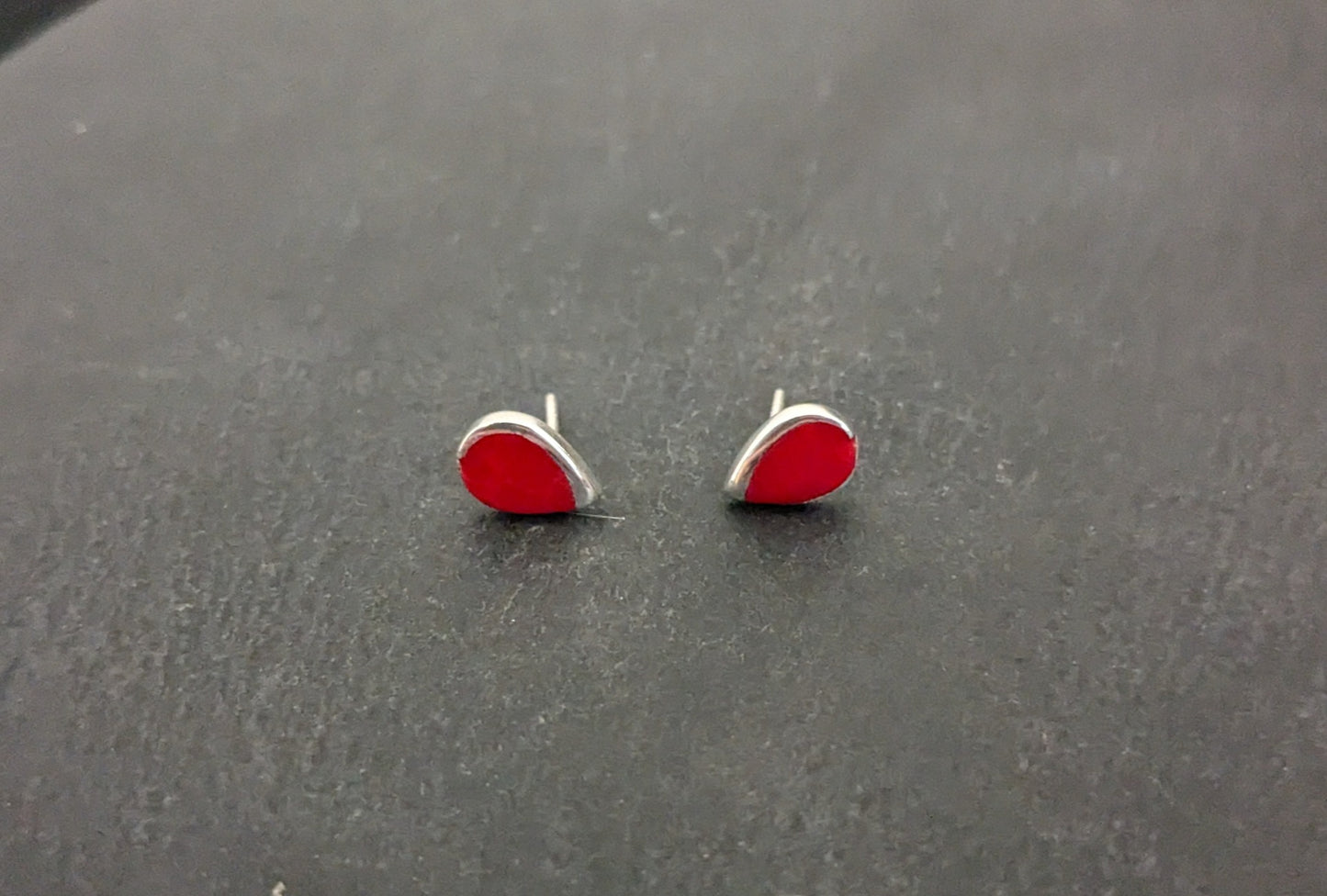 Coral Teardrop Stud Earrings image 0