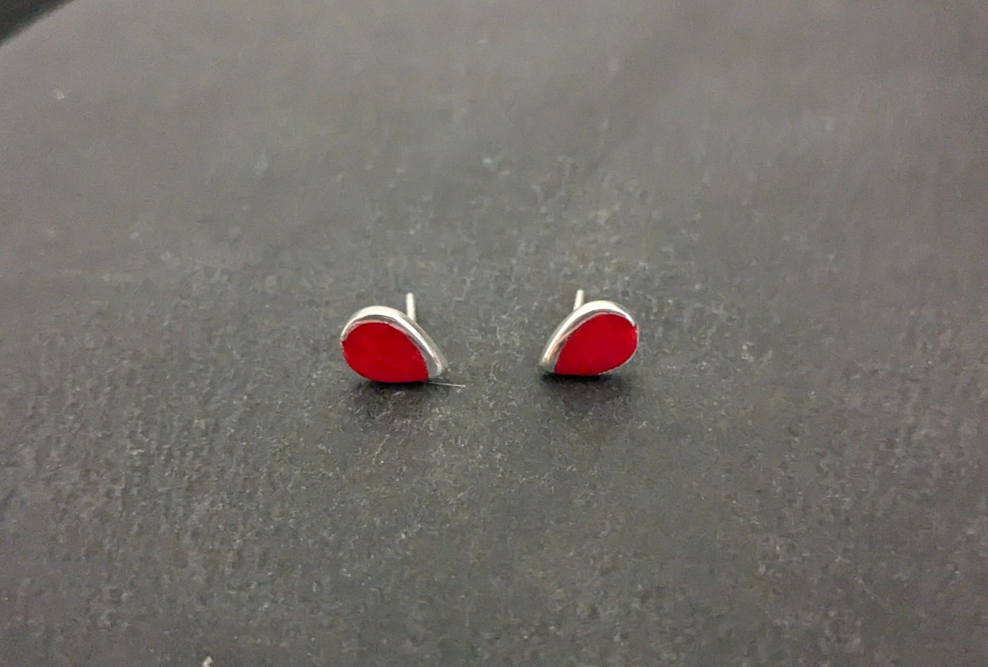 Coral Teardrop Stud Earrings image 0