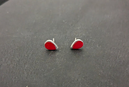 Coral Teardrop Stud Earrings image 0
