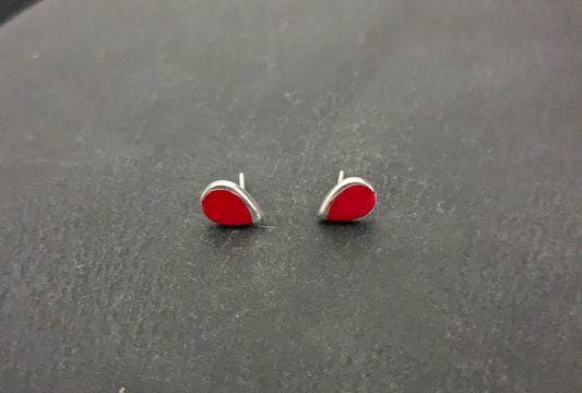 Coral Teardrop Stud Earrings image 0