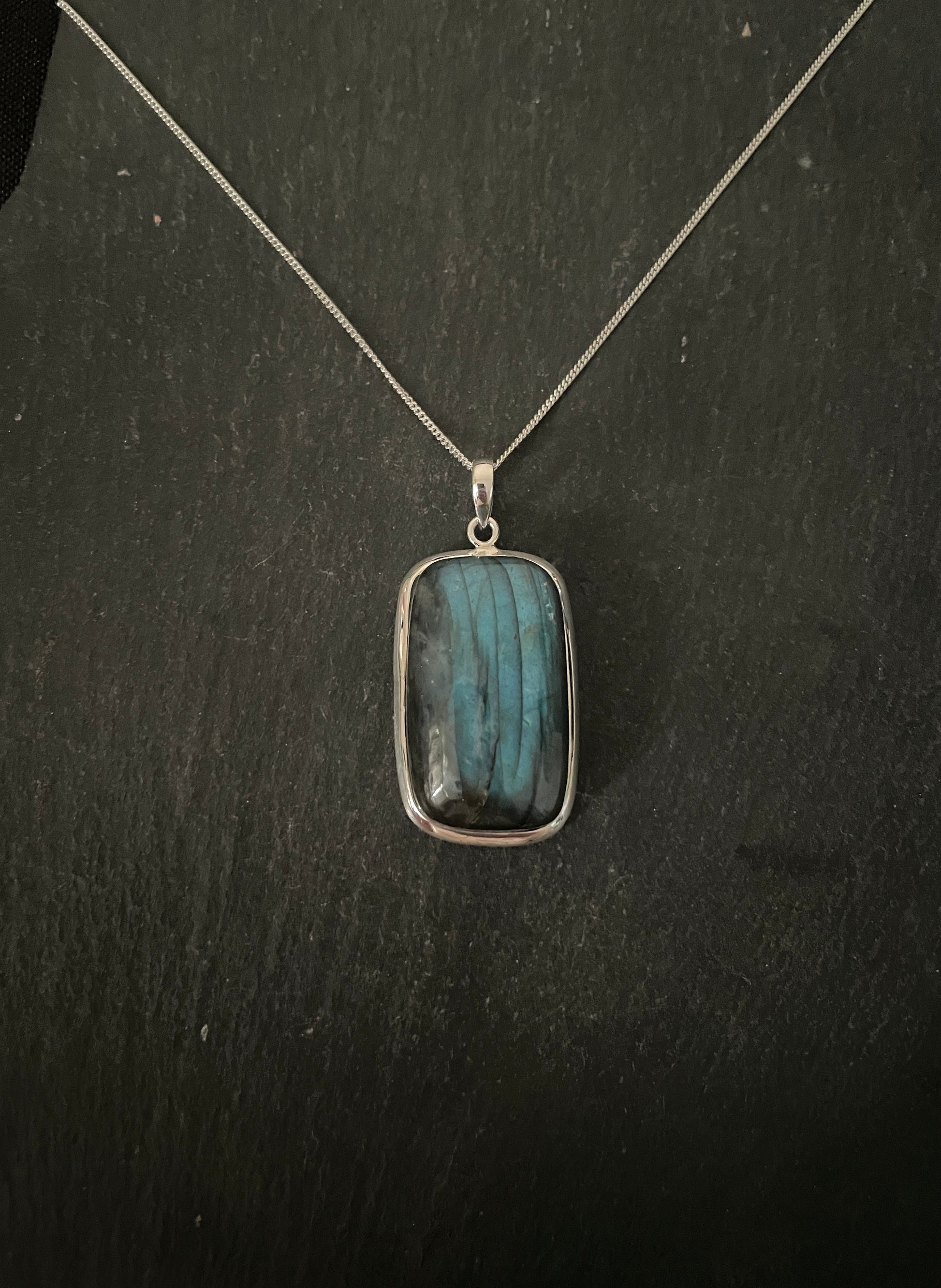 Labradorite and Silver Rectangle Pendant image 0